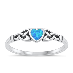 Silver Lab Opal Ring - Celtic Heart