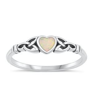 Silver Lab Opal Ring - Celtic Heart