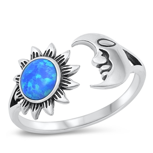 Silver Lab Opal Ring - Sun & Moon