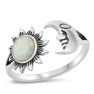 Silver Lab Opal Ring - Sun & Moon