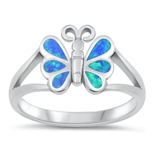 Silver Lab Opal Ring - Butterfly