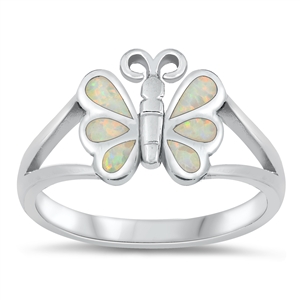Silver Lab Opal Ring - Butterfly