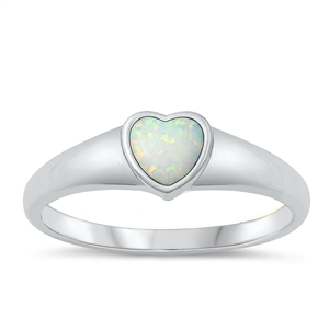 Silver Lab Opal Ring - Heart