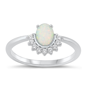 photo of Silver Lab Opal Ring with White Lab Opal Stone