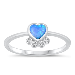 Silver Lab Opal Ring - Heart