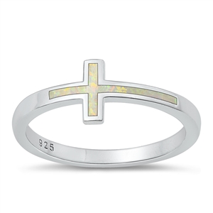 Silver Lab Opal Ring - Cross