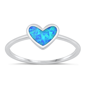 Silver Lab Opal Ring - Heart