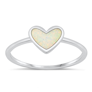 Silver Lab Opal Ring - Heart