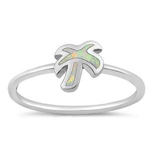 Silver Lab Opal Ring - Palm Tree