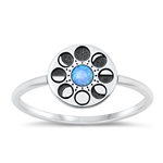 Silver Lab Opal Ring - Moon Phases