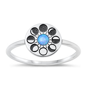Silver Lab Opal Ring - Moon Phases