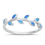 Silver Lab Opal Ring - Leaves