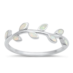 Silver Lab Opal Ring - Leaves