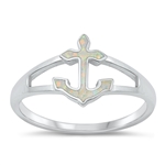 Silver Lab Opal Ring - Anchor