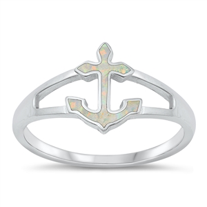 Silver Lab Opal Ring - Anchor