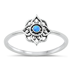 Silver Lab Opal Ring - Mandala