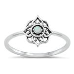 Silver Lab Opal Ring - Mandala