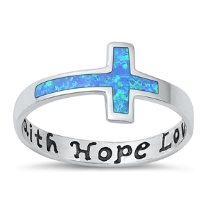 Silver Lab Opal Ring - Cross