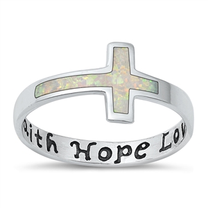 Silver Lab Opal Ring - Cross