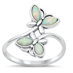 Silver Lab Opal Ring - Butterflies