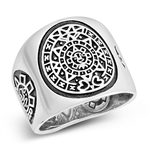 Silver Ring - Aztec Calendar
