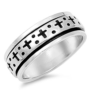 Silver Spinner Ring - Cross