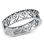 Silver Ring - Heart w/ Cross