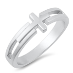 Silver Ring - Sideway Cross