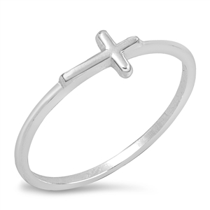 Silver Ring - Sideway Cross