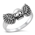 Silver Ring - Skull w/ Wings