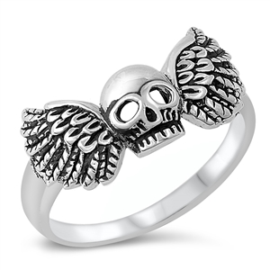 Silver Ring - Skull w/ Wings