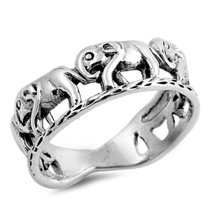 Silver Ring - Elephants