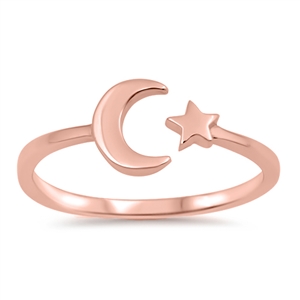 Silver Ring - Moon and Star
