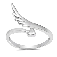 Silver Ring - Heart and Wing