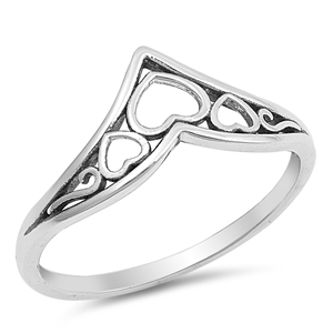 Silver Ring - V Heart
