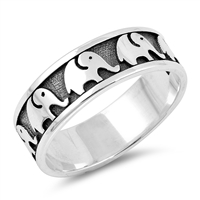 Silver Ring - Elephants