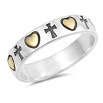 Silver Ring - Cross and Heart