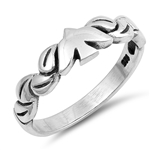 Silver CZ Ring - Dove and Leaves