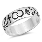 Silver CZ Ring - Eternity Cross and Dove