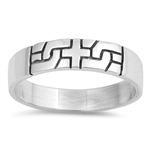 Silver CZ Ring - Cross Puzzle