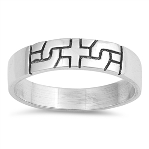 Silver CZ Ring - Cross Puzzle