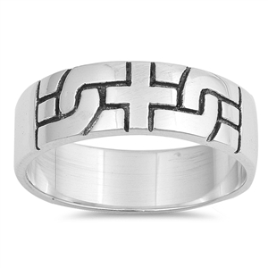 Silver CZ Ring - Cross Puzzle