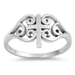 Silver CZ Ring - Medieval Cross
