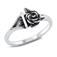Silver Ring - Rose and Cross