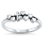 Silver Ring - Hearts and Cross
