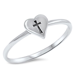 Silver Ring - Cross in Heart