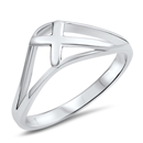 Silver Ring - Tilted Cross