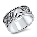 Silver Ring - Dove and Leaves