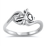 Silver Ring - Heart, Key, and Cross 