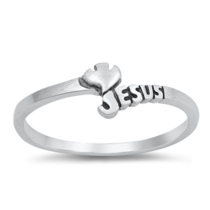 Silver Ring - Open Jesus and Heart